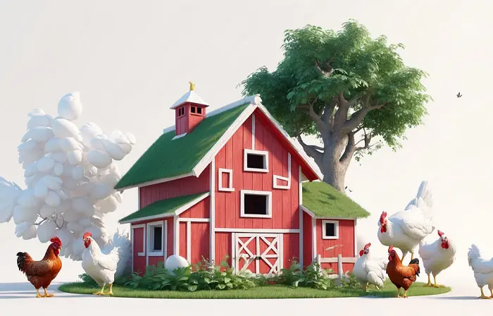 Old Fashioned Farmhouse 3D Model Illustration